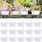 LaLaGreen Rail Planter (11.8 in, 15 Pack) White Metal Porch Fence Pots by L%C3%A1L%C3%A1Green