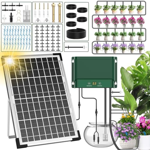 10W Solar Automatic Plants Watering System for Summer Garden Drip by AnseTo