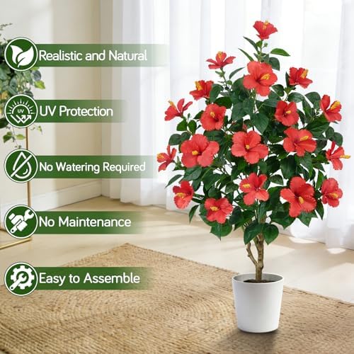 2pcs 47.2in Artificial Hibiscus Trees for Outdoor, UV Resistant - Image 5
