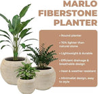 Marlo Fiberstone Round Planter (M, Ribbed Travertine Beige) - Image 4
