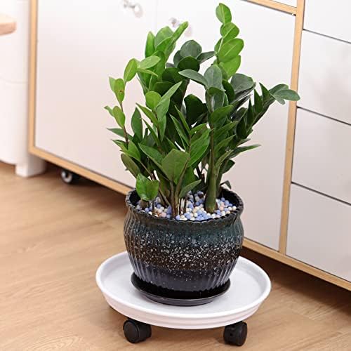 Planterhoma 4 Packs Heavy-Duty Plastic Plant Caddy with Wheels - 11.8" Rolling Plant Stand - Strong Load Bearing - 360 Rotated Wheels - Indoor/Outdoor Use - Image 6