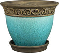 Southern Patio Cadiz Round Crackled Ceramic Indoor Outdoor Pot, Teal, 8 in by SouthernPatio