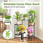 7 Tiers Plant Stand Indoor for Multiple Large Planter, Tall Tiered Folding Plant Rack Outdoor with Rustproof 10 Inch Wide Tray, Plant Shelf for Corner Living Room - BlackDisk - Image 2