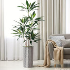 SIGNWIN Artificial Tree in Black and White Geometric Planter, Fake Dracaena Tree Silk Tree for Indoor and Outdoor Home Decoration - 66" Overall Tall (Plant Pot Plus Tree) - Image 3