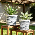 8Inch Marble Resin Plant Pot with Drainage Hole square Decor Flower Planter - Image 3