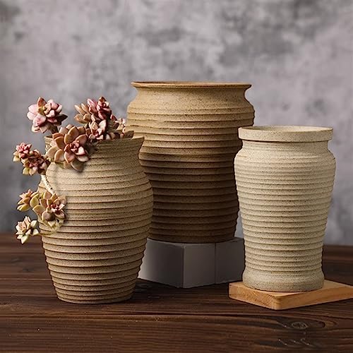 Plants Flower Pots Plant Pots Succulent Plants Rough Pottery Notch Shape Flower Pots Large Two-piece Set Vintage High Model Ceramic Pot Planters Gardening Pot - Image 5