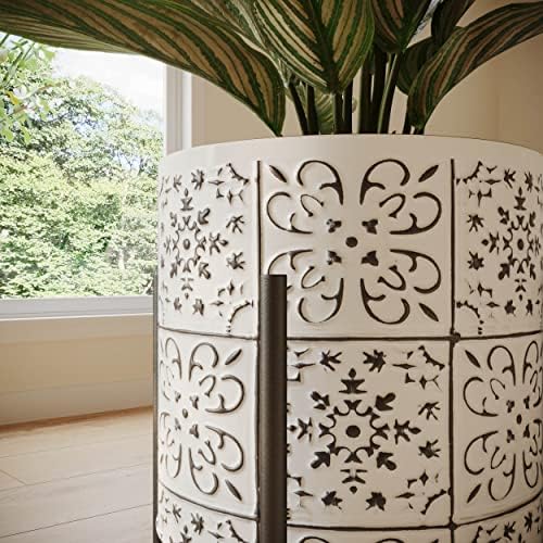 EverNest Tristan White with Black Boho Pattern Plant Pot with Loki Stand, SelectBase Indoor Planter, Neutral Home Decor, Minimalist Artistic Boho Plant Pot (Large, Black) - Image 4