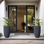 Kante Small Round Tapered Charcoal Concrete Planter 24" Tall, Outdoor - Image 6