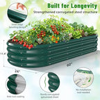 Green Oval Raised Garden Bed / Galvanized Steel Planter Box,60X24X12 inches - Image 4