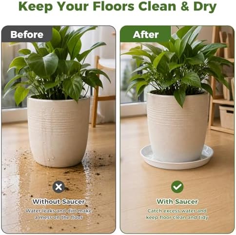 50 Packs 4/6/8/10/12 Inch Plastic Plant Saucers for Indoor Outdoor, Plant Water Catcher Tray for Pots, Bulk Flower Pot Saucers, Drip Trays for Potted Plants, Round Plates to Catch Water, White - Image 4