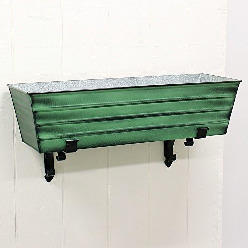 Achla Designs Galvanized Window Flower Box Planter-Green-Large (35.5" L x 11" W x 9.5" D) - Image 4