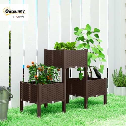 Outsunny Plastic Raised Garden Bed with Legs Self Watering Planter Box - Image 2