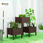 Outsunny Plastic Raised Garden Bed with Legs Self Watering Planter Box - Image 2