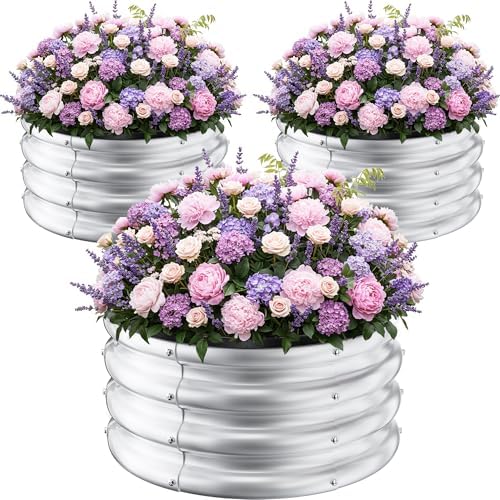 ZXZYHFTY Round Raised Garden Bed Set, 3 Pack, 2 x 2 x 1 Ft, Silver by ZXZYHFTY