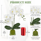 White Orchids Artificial Flowers 16.1" Faux Orchids Plant in Pot Fake Flower Arrangements with Glass Vases Small White Centerpieces for Kitchen Dining Room Tables Bathroom Nightstand Shelf Desk Decor - Image 2