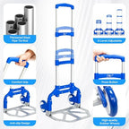 FCH Folding Hand Truck Aluminum Portable Folding Hand Cart 155lbs Capacity Hand Cart and Dolly Ideal for Home, Auto, Office,Travel Use,Blue - Image 7