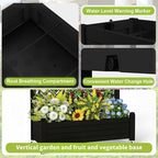 Vixzen 64" Tall Raised Garden Bed,Outdoor Large Resin Planter Box with Trellis and Drain Plug for Climbing Plants,Easy to Assemble,Water Monitor,Mobility(Black, 43.43"×18.27"×64.29") - Image 5