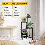 4 Tier Plant Stand Indoor Outdoor, 31 Inch Tall Metal Plant Shelf Waterproof, Plant Holder with Folding Design For Home, Living Room, Black - Image 6