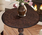 Side Tables Round – Small Drink Table for Small Spaces, Modern Accent Nightstand with Hand-Carved Top & Solid Wood Tables for Living Room, Bedroom, Office – Scorch Burnt Finish_18x22 Scorch Burnt - Image 5
