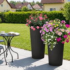 24" Tall Planters for Outdoor Plants with Insert, Set of 2 Black - Image 6