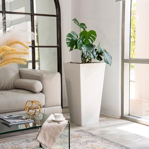 XBrand 30-Inch Tall Tapered Indoor and Outdoor, White Planter - Image 3