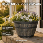 19.9 Inch Whiskey Barrel Planter, 47.44 Qt, Brown, Outdoor Resin - Image 6