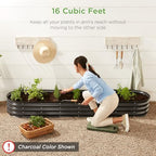 Best Choice Products 8x2x1ft Outdoor Metal Raised Garden Bed, Oval Deep Root Planter Box for Vegetables, Flowers, Herbs, and Succulents w/ 108 Gallon Capacity - Sage Green - Image 6