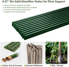 Garden Stakes 48 inch 20 Pack 0.27" Dia Solid Glassfiber Plant Support Rod Tomato Trellis Stakes (Green) - Image 3