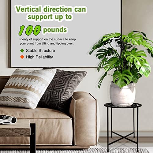 Plant Stand Indoor Outdoor, 2 Pack 15" Tall Flower Pot Stand, Round Metal Corner Plant Stand for Flower Pot, Rustproof Flower Plant Holder for Home, Garden, Patio, Plant Lovers, Housewarming - Image 6