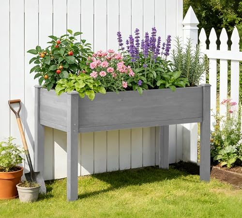 Raised Garden Bed with Legs, 48×24×30 Cedar Wood Elevated Planter Box - Image 2