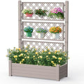 Elevated Raised Garden Bed,Outdoor Large Resin Patio Planter Box Stand Divisible with Drain Plug,Water Monitor for Plants Vegetables Flowers Fruits(Grey) by GYMHILL