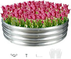 Durable Round Galvanized Steel Raised Garden Bed for Planting,Round Galvanized Steel Fire Ring/Fir Pit for Outdoor- 4×4×1FT,0.8MM Thick Black (47 ins Diameter x 12 ins high, Silver) by zbzbml