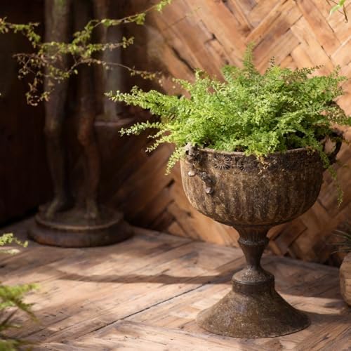 Vintage Urn Planter with Embossed Pattern, Decorative Bronze Finish Flower Pot, Classic Round Plant Pot for Outdoor Indoor Home Garden Patio Front Porch Entryway（16.2 * 12.2 * 15.8） by NOONEAU