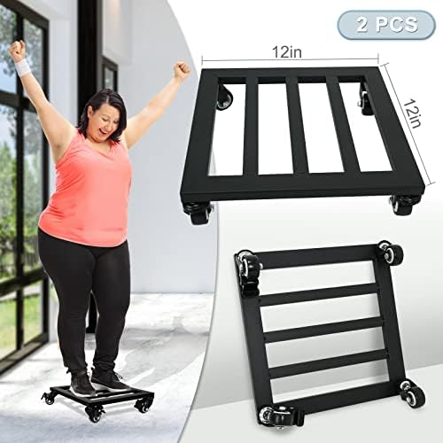 2 Pack 12 Inch Plant Caddy with Wheels, 380 Lb Metal Dolly, Locking Casters - Image 2