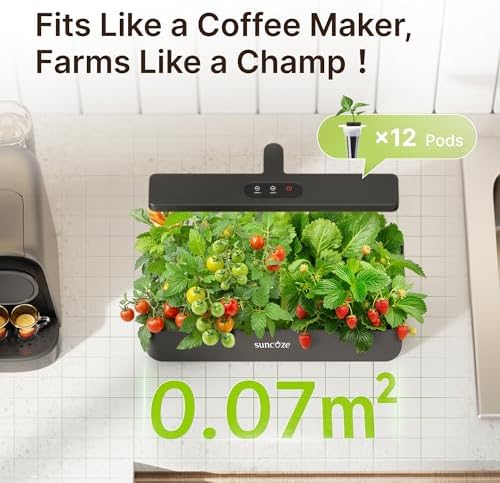 SUNCOZE Hydroponics Growing System, Compact 12 Pods Indoor Garden, Black - Image 3