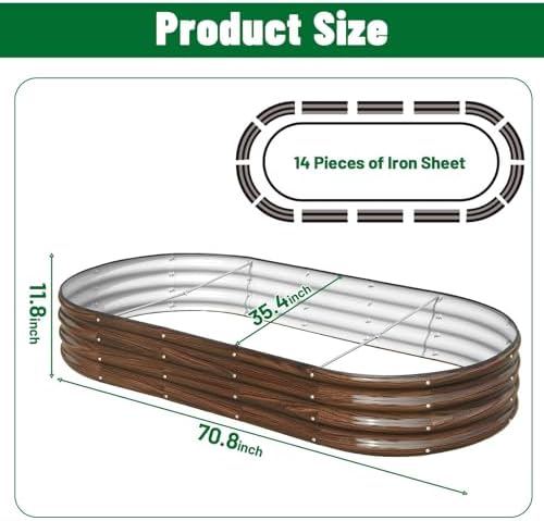 SnugNiture 6x3x1ft Raised Garden Bed Kit, Outdoor Oval Metal Garden Planter, Ground Planter Box for Gardening Vegetables Flowers, Brown - Image 2