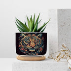 Chinoiserie Tiger Ceramic Planter Green and Turquoise Tiger Stripe Pots for Plants with Drainage Holes and Saucers Pot for Outdoor Garden Home Plant - Image 7