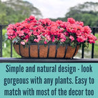 LaLaGreen Railing Planter Box (24 Inch, 4 Pack) Black Metal Rectangular Hanging Planters with Coco Liner, Flower Boxes Brackets for Deck Railings Outdoor Plants Over Rail Fence Balcony Patio Porch - Image 6