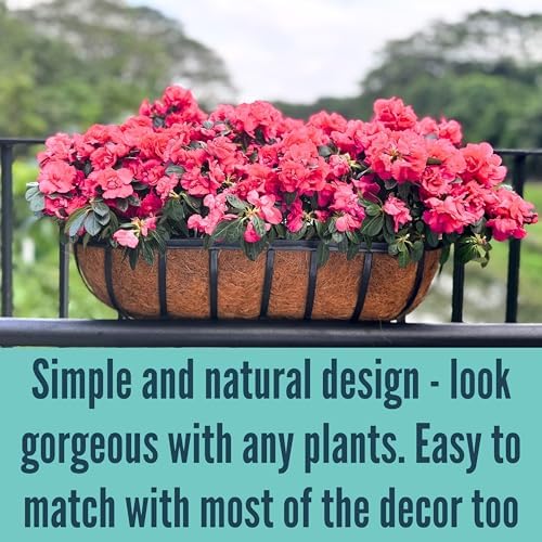 LaLaGreen Railing Planter Box (24 Inch, 4 Pack) Black Metal Rectangular Hanging Planters with Coco Liner, Flower Boxes Brackets for Deck Railings Outdoor Plants Over Rail Fence Balcony Patio Porch - Image 6