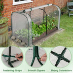 GIANTEX Raised Garden Bed with Cover, Wood Elevated Planter Box with Legs & Mini Greenhouse, Waterproof Sun-Protective PE Green House Cover, Outdoor Use for Fruit Vegetable Flower Herb (White+Gray) - Image 5