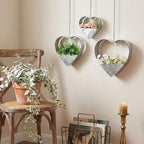 3 Pcs 3 Size Heart Metal Hanging Planter Indoor Outdoor, Silver - Image 4