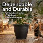 Sunnydaze Anjelica 24'' Large Plastic Planter Pot for Plants, Black, 4pk - Image 2