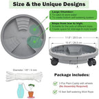 ORIMERC 3 Pack Plant Caddy with Wheels Heavy Duty 12 inch Plant Saucer Self-watering Design, Movable Wheeled Round Planter Stand Coaster Trolley, Flower Pot Dolly Rack Tray on Rolling Caster Roller Indoor Outdoor - Image 2