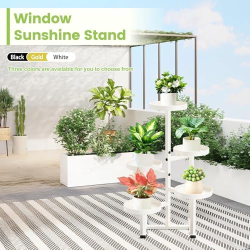 Plant Stand Indoor Outdoor,5 Tier Tall Corner Plant Shelf,White - Image 4