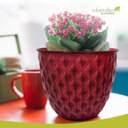 Headwind Glazed Ironstone Diamonte Collection – Crimson Red 10-Inch Decorative Plant Pot, Indoor & Outdoor, Vintage Diamond-Textured, Lightweight & Weather-Resistant for Garden Use by Robert Allen - Image 5
