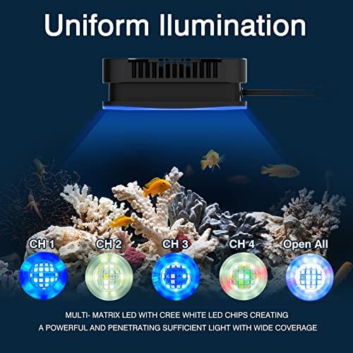 Lominie LED Aquarium Light Saltwater Aquarium Lamp 30W Full Spectrum with Remote Dimmable Nano Coral Reef Light for Fish Tank with Bracket - Image 2
