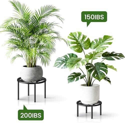 TOSKING 3-Pack Small Metal Plant Stands, Geometric Pattern, 2 Sizes, Black - Image 4