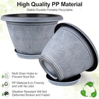 Fodetyff 14 Inch Large Planter Pot for Plants Indoor Outdoor, 4 Pack Plastic Flower Pots with Drainage Hole & Tray, Modern Decorative Garden Pot with Saucer, Plant Container for House - Image 5