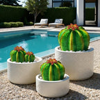 KODIBO Metal Cactus Yard Art, 4-Pack Artificial Barrel Cactus with Flower - Image 7