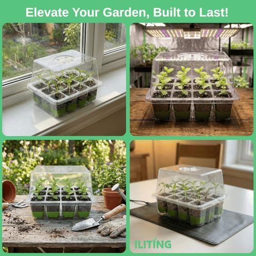 Seed Starter Kit 6 Pack, Reusable Silicone Seedling Starter Trays 72 Cells Seed Starter Tray, with Humidity Dome, Foldable Design for Easy Transplanting - Image 5